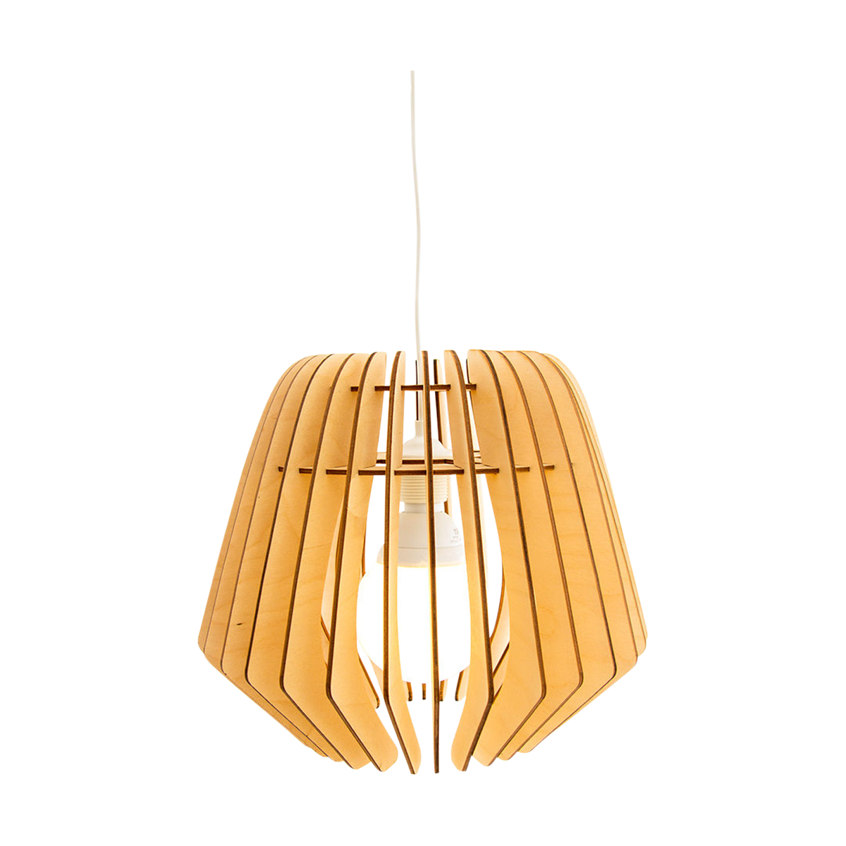 Original houten hanglamp - met koordset wit medium