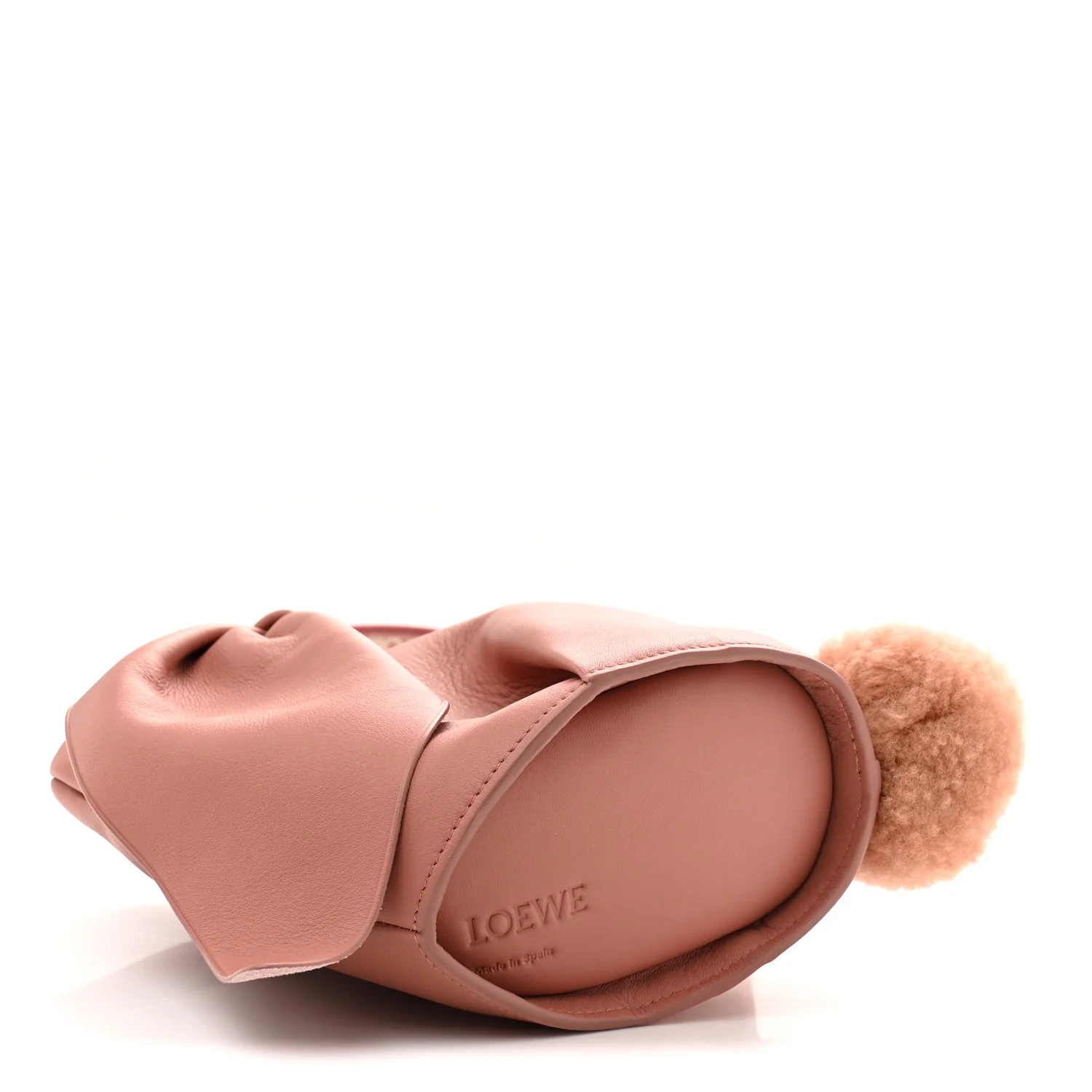 Calfskin Shearling Small Bunny Shoulder Bag Peach Bloom - Top Club