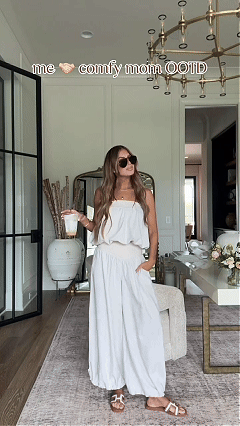 Women's White Strapless Top and Wide-Leg Pants Two-Piece Set - Nordfashionstorm - Women's Clothing, Fashion for You - Nordfashionstorm.com