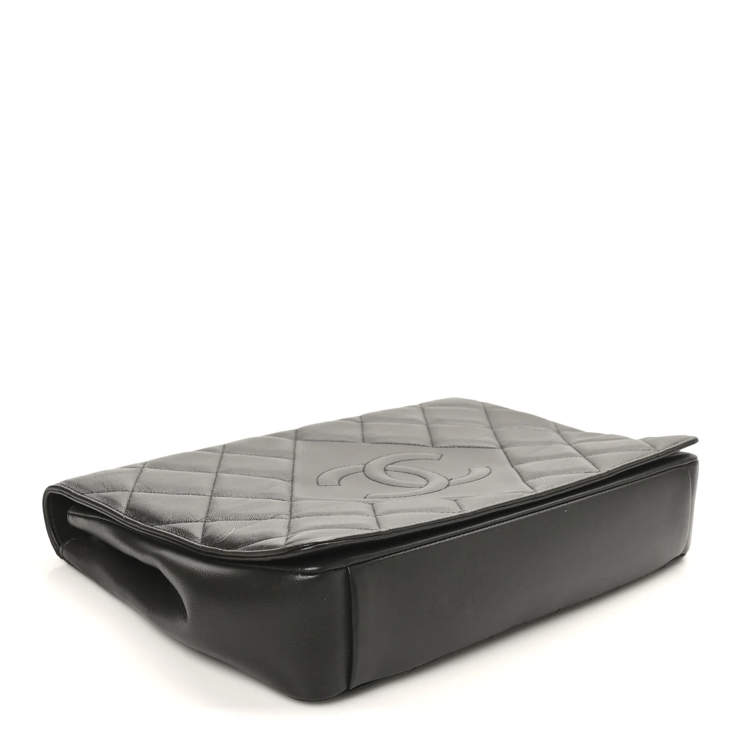 Lambskin Quilted Large Diamond CC Flap Black - Top Club