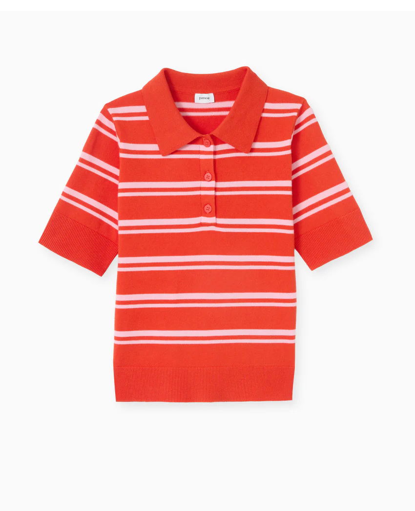 Pimkie Pull manches courtes col polo motif rayures