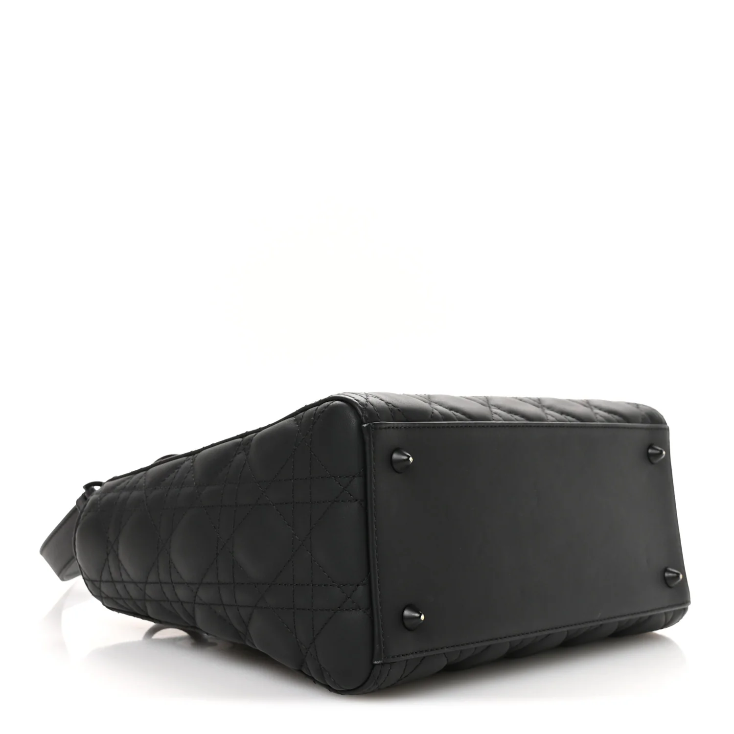 Ultra Matte Calfskin Cannage Medium Lady Dior Black - Top Club