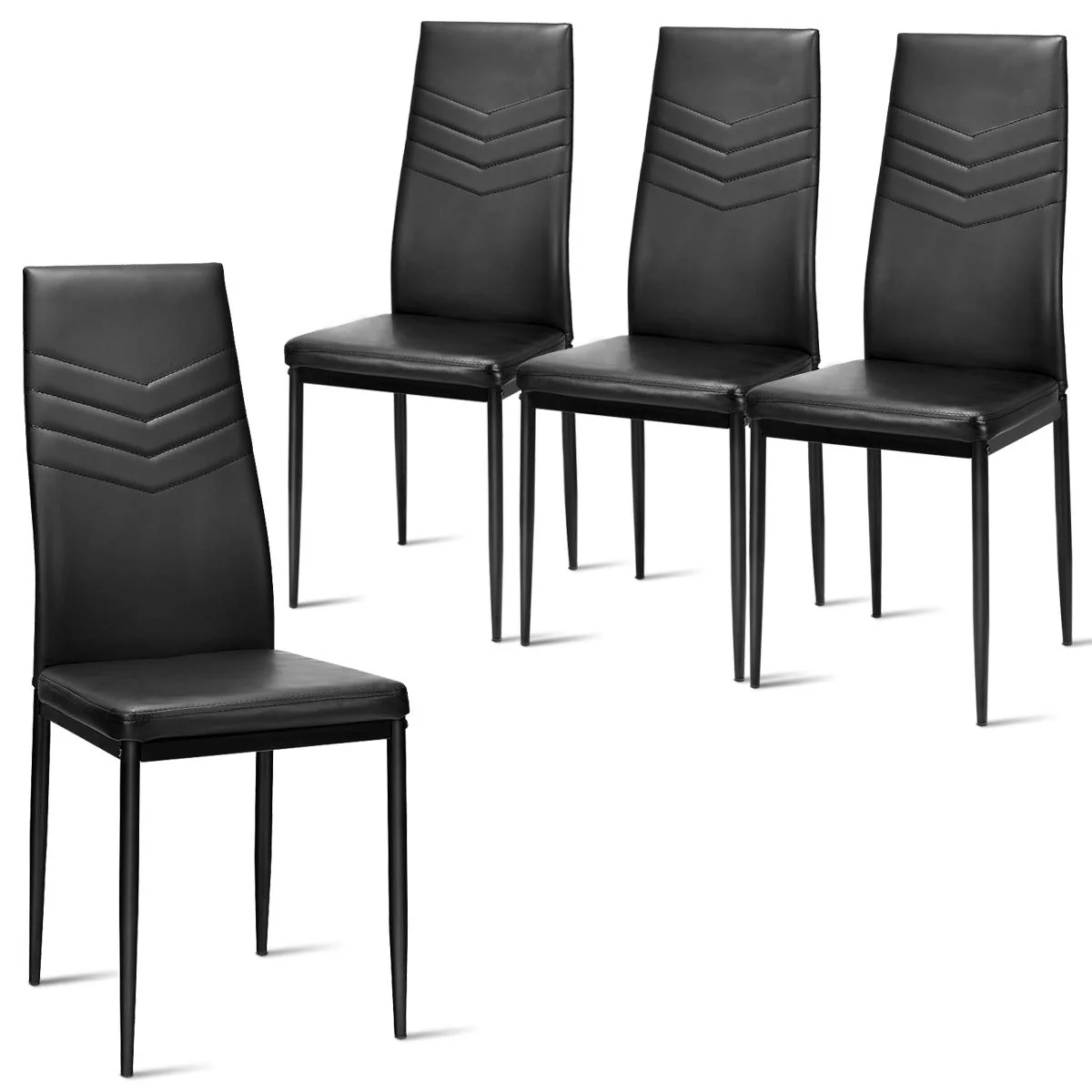 BEFOUNDLOVELY Set of 4 Dining Chairs, High Back Dining Side Chairs w/PVC Leather & Non-Slip Feet Pads