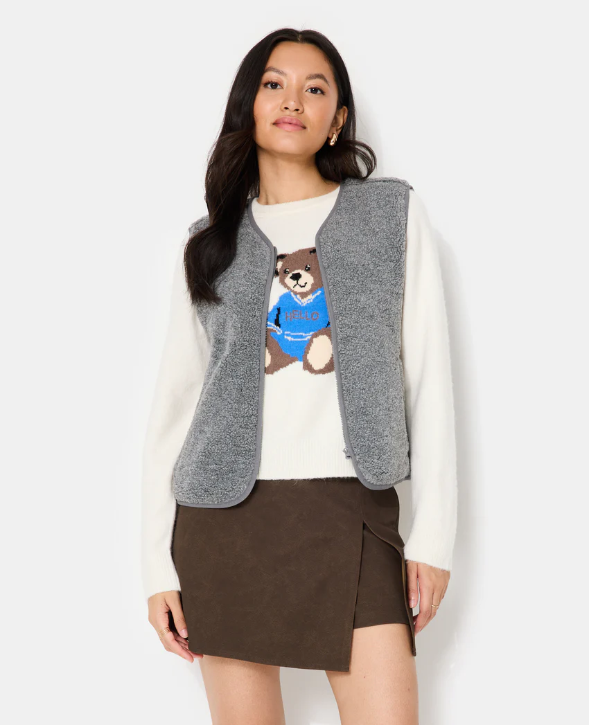Pimkie Veste sans manches zippée en sherpa