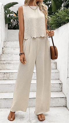 Women's Fashion Sleeveless Vest and Casual Trousers Set - Nordfashionstorm - Women's Clothing, Fashion for You - Nordfashionstorm.com