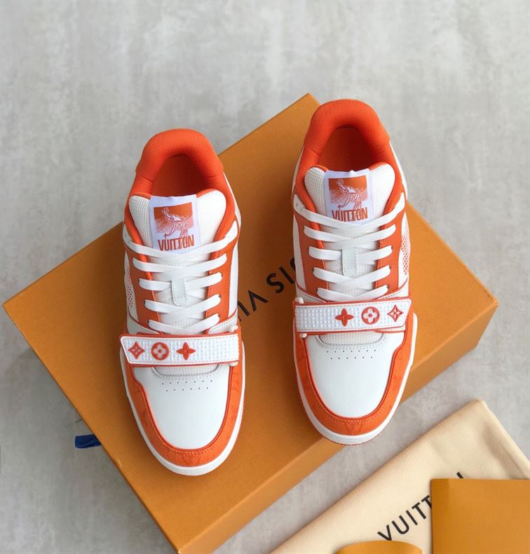 LV Shoes Replica TRAINER MONOGRAM DENIM ORANGE   LVS012 - Sneaker Replica Workshop