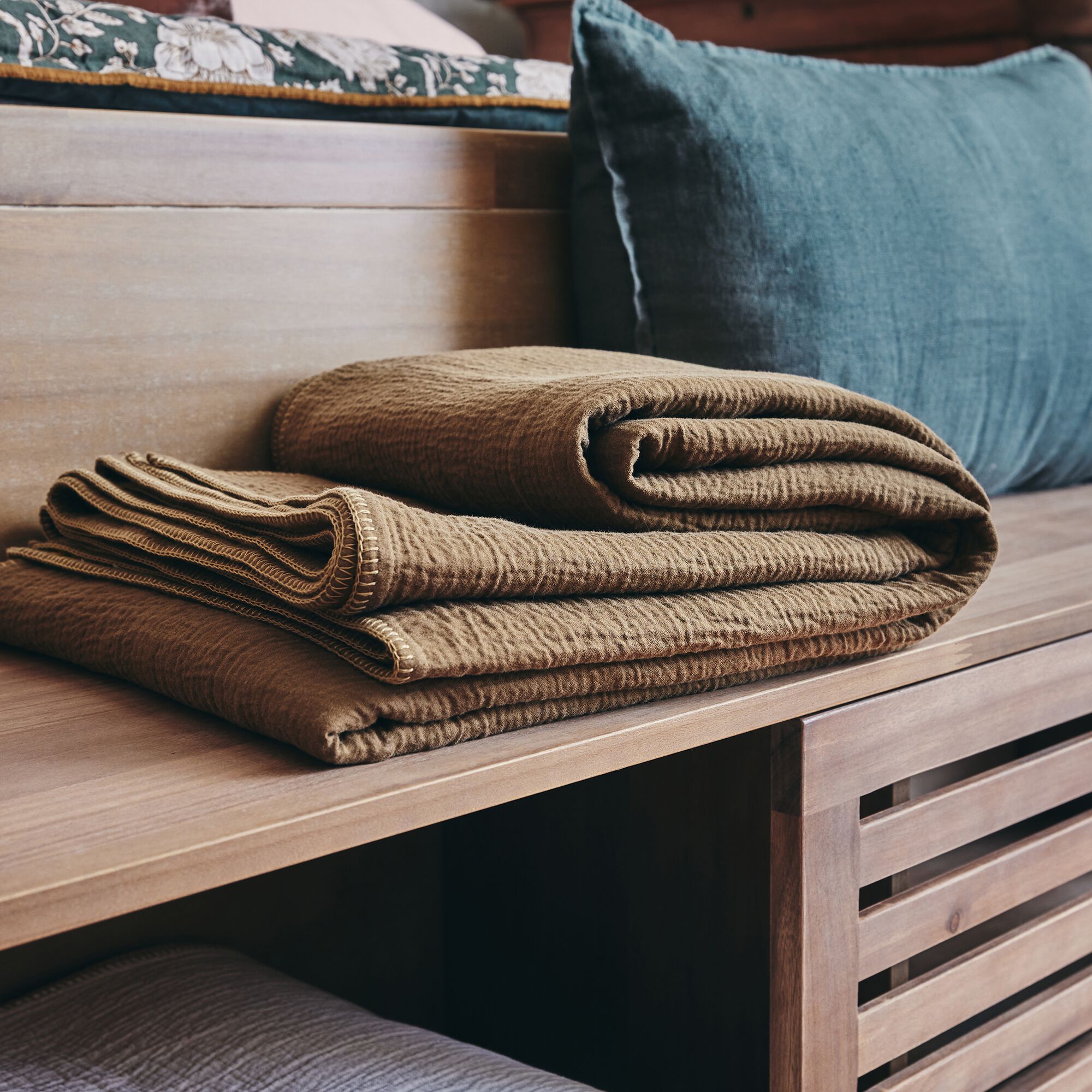 KALI - Couvre-lit en triple gaze de coton 180x230cm - vert