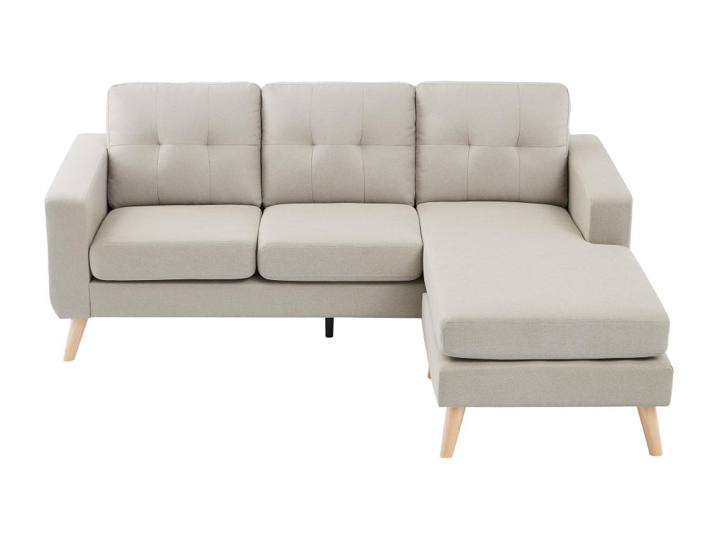 Sofá rinconera reversible de tela beige