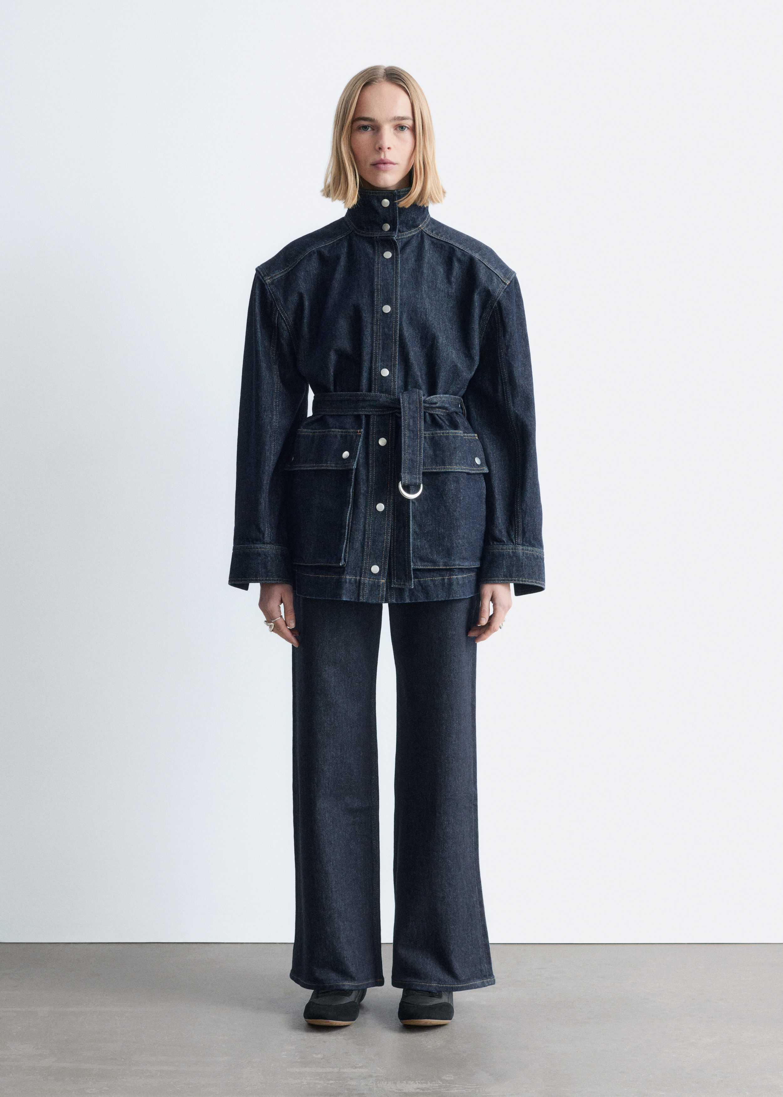 & Other Stories TIE-BELT DENIM JACKET