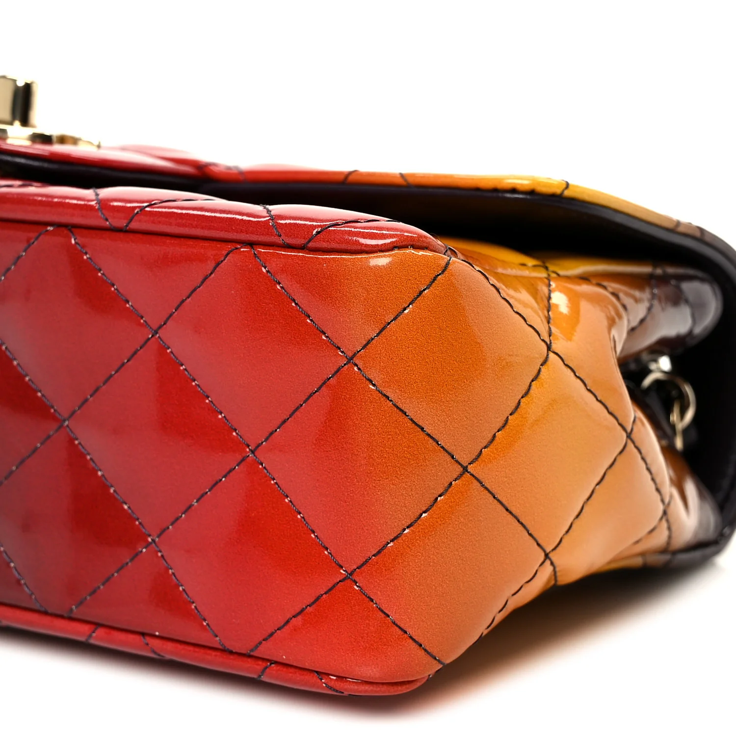 Shaded Patent Calfskin Quilted Mini Rectangular Flap Red Yellow Dark Purple - Top Club