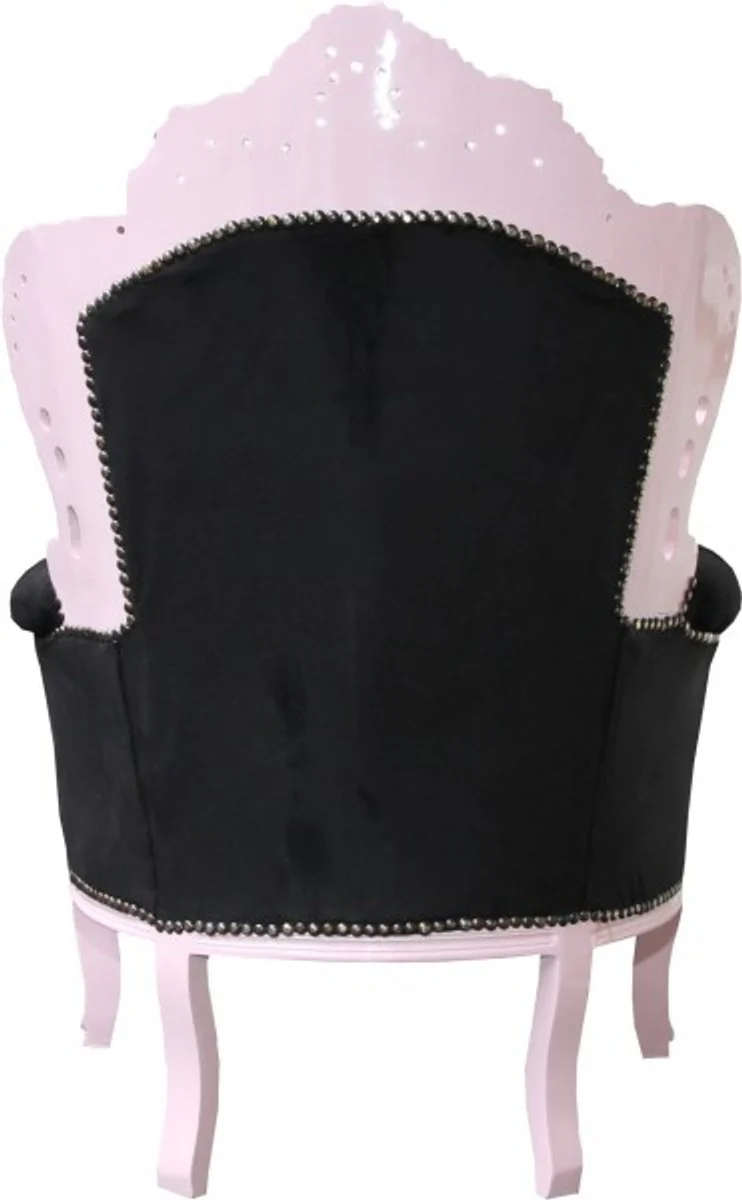 Baroque armchair King black / pink with rhinestones - Baroque living room furniture