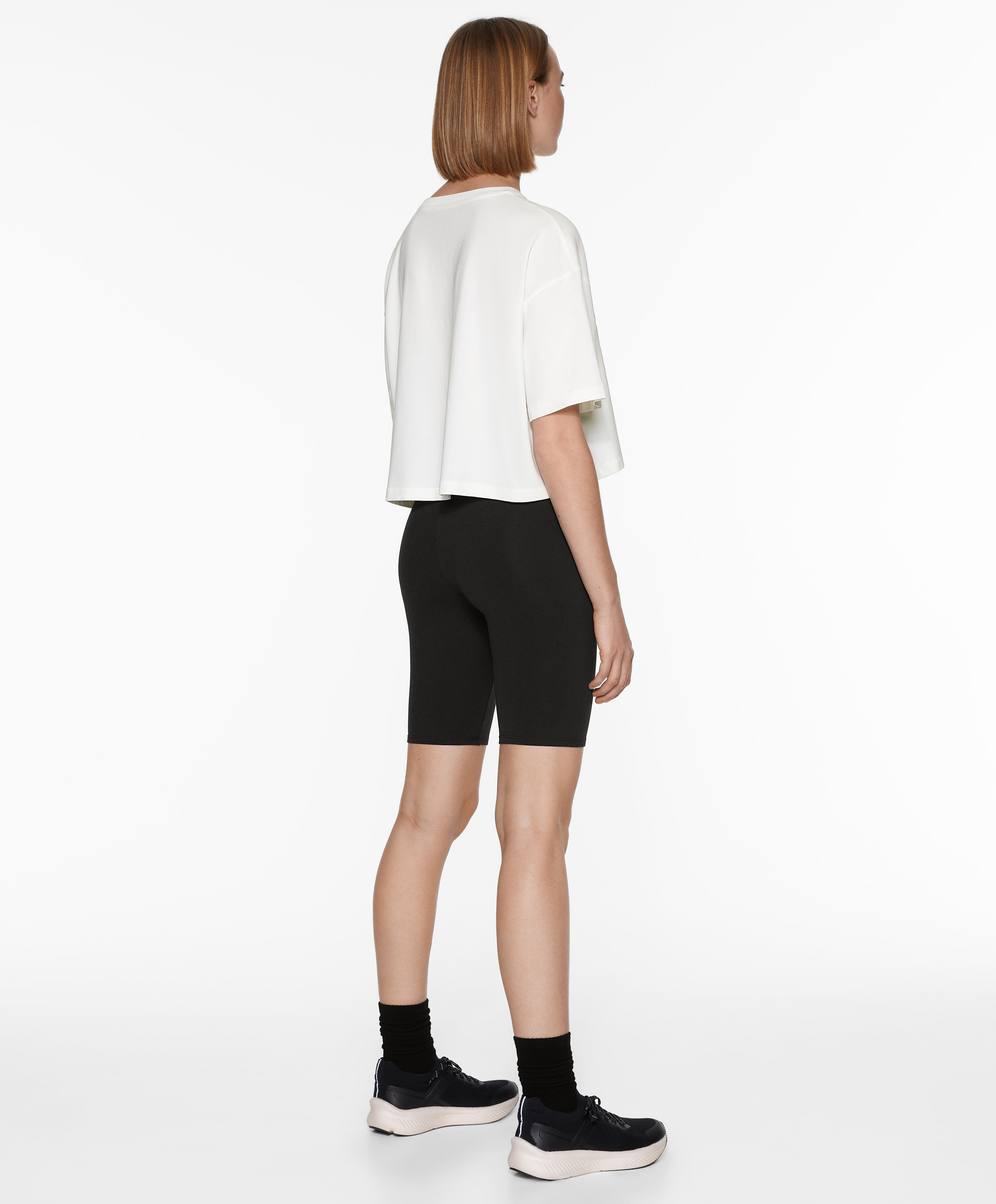 OYSHO Cotton blend short-sleeved crop T-shirt