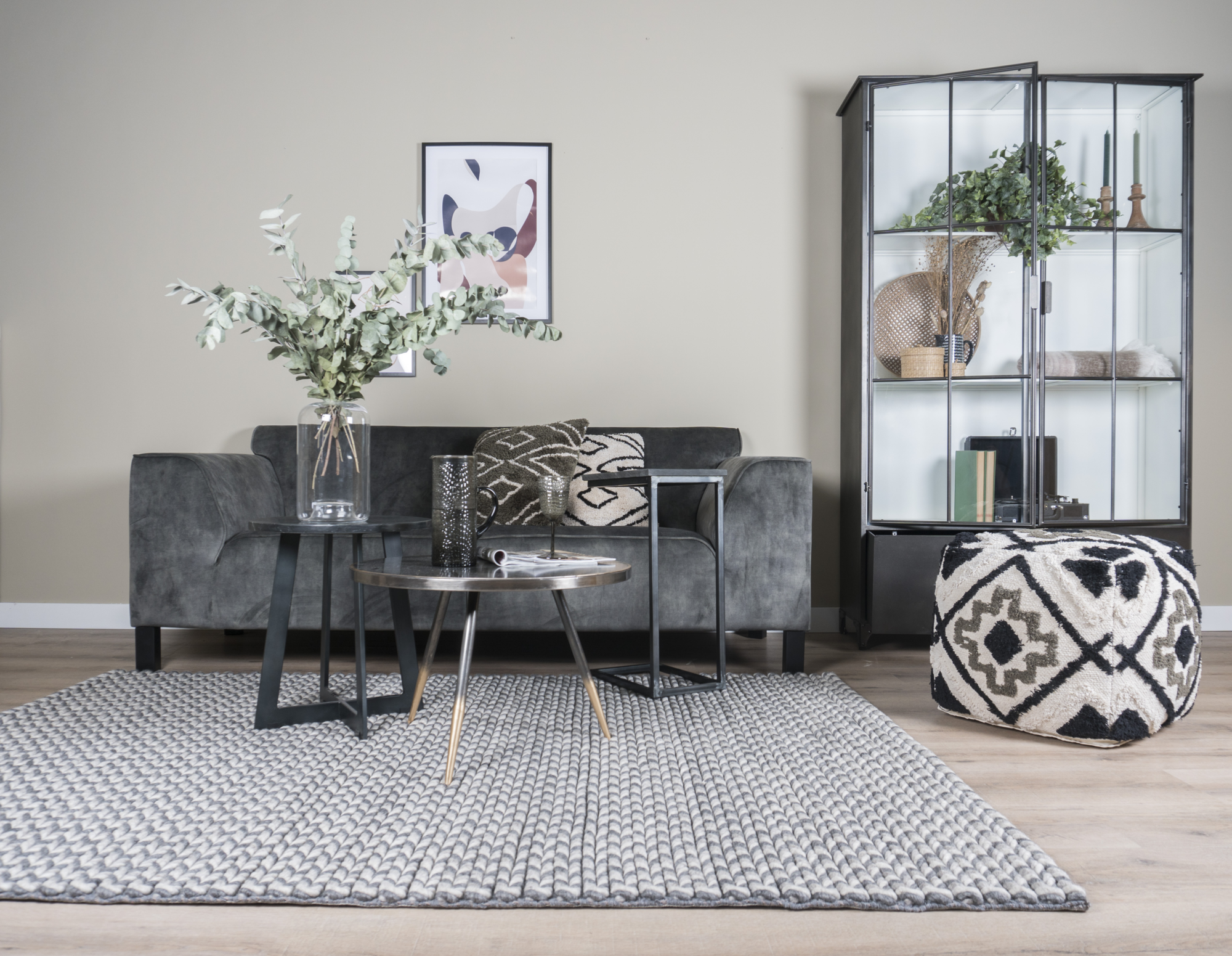 Vloerkleed Tino antraciet 200 x 280 cm