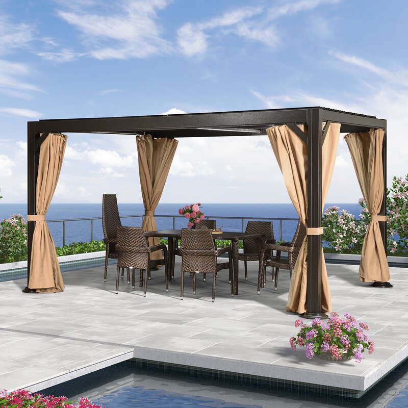💥Clearance sale flow 13'W x 10'D Aluminum Pergola (Can be staked freely)