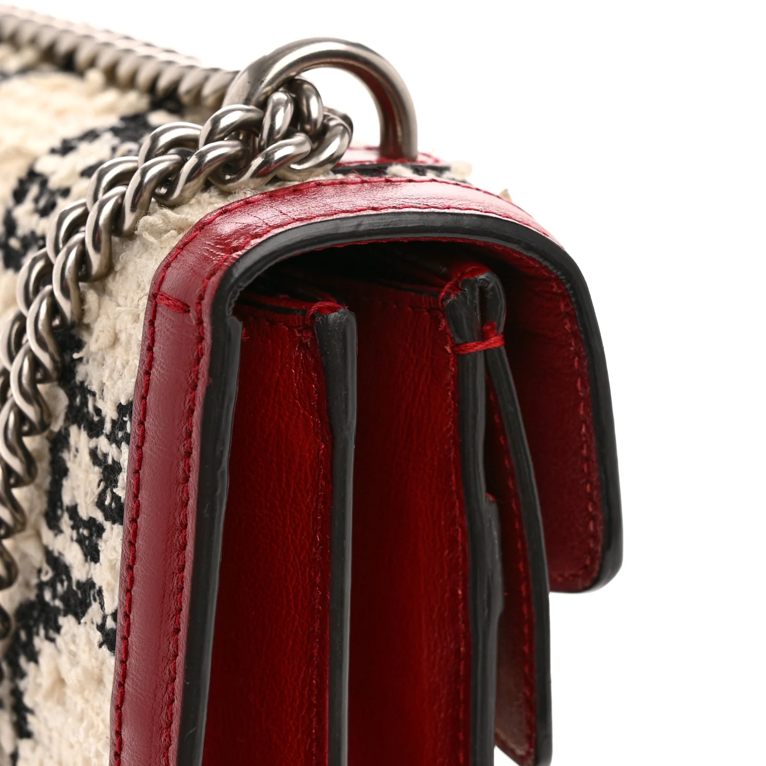Tweed GG Monogram Small Dionysus Shoulder Bag White Black Romantic Cherry - Top Club