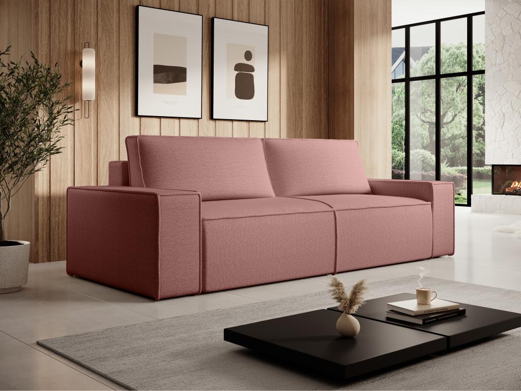 Sofá cama de 4 plazas de terciopelo terracota AMELIA