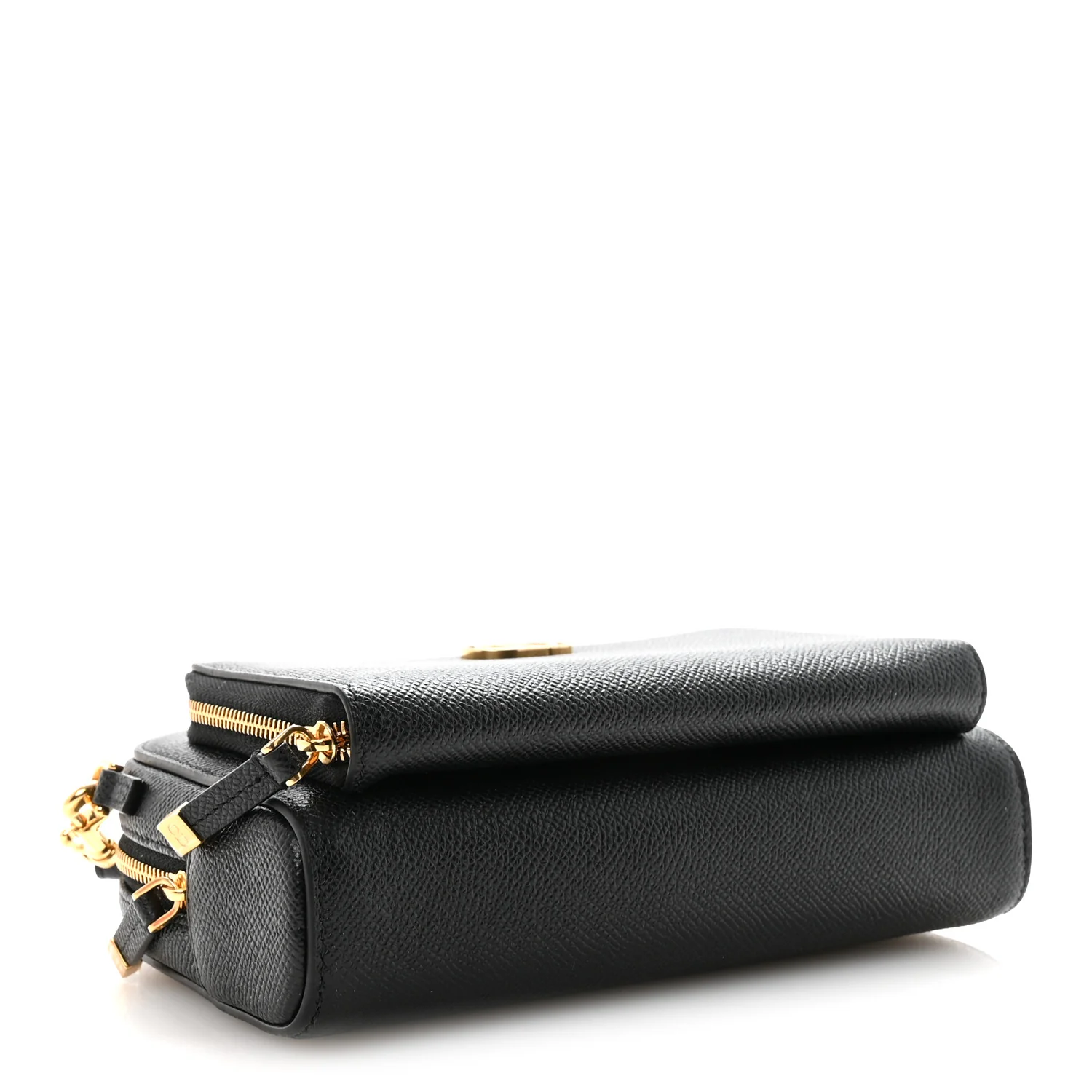 Grained Calfskin Caro Double Pouch Black - Top Club