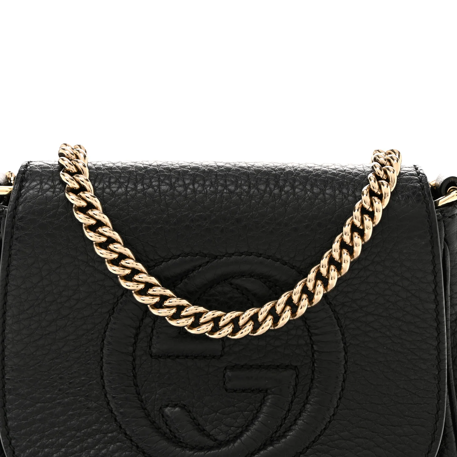 Pebbled Calfskin Small Soho Flap Crossbody Black - Top Club