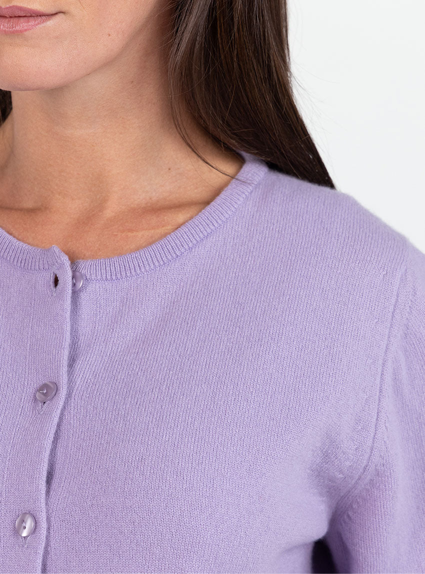 Cardigan femme en cachemire violet délicat