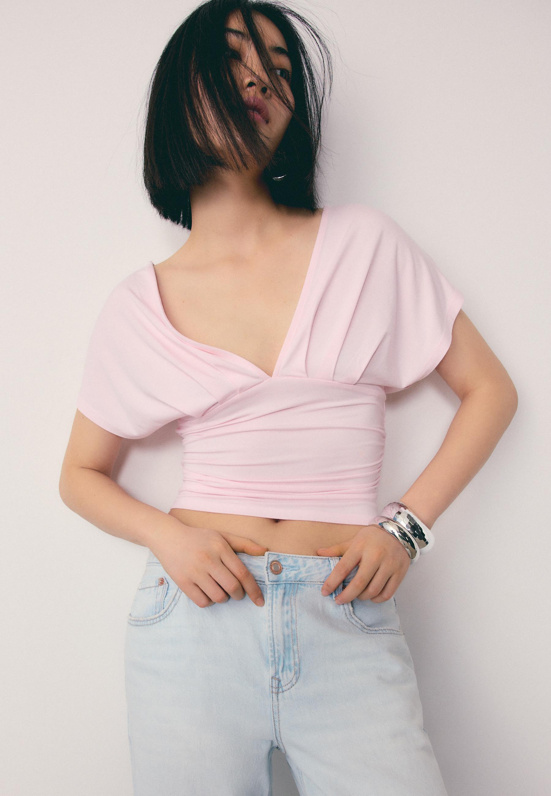 V-NECK TOP WITH SASH