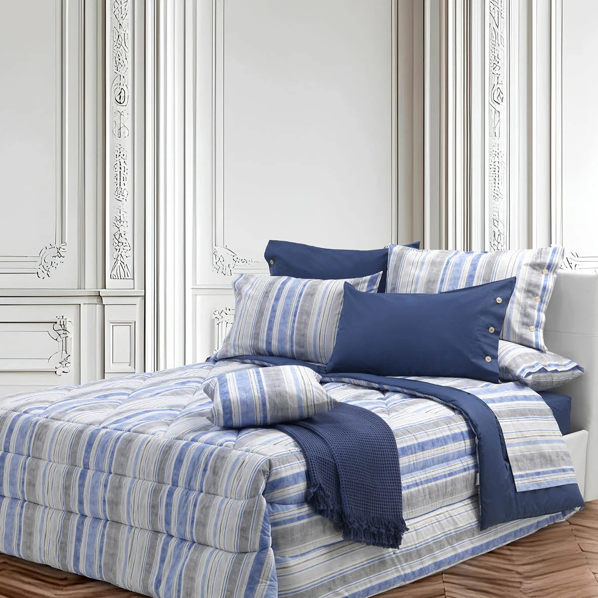 Trapunta In Percalle Stripes Gold Matrimoniale