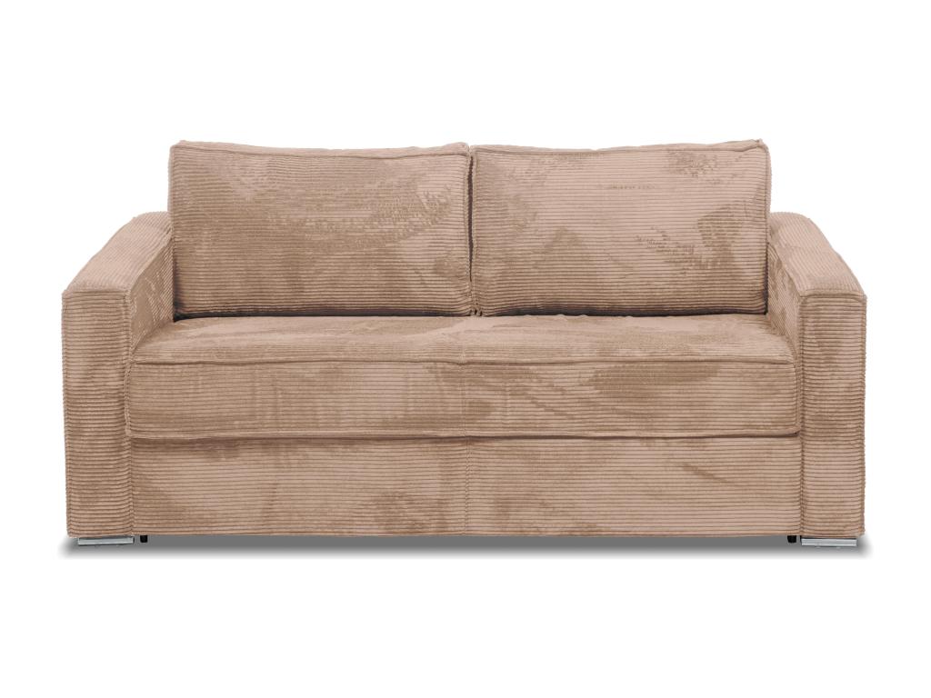 Sofá cama de 3 plazas de apertura rápida de pana color topo - 140 cm - Colchón de 18 cm LORETO