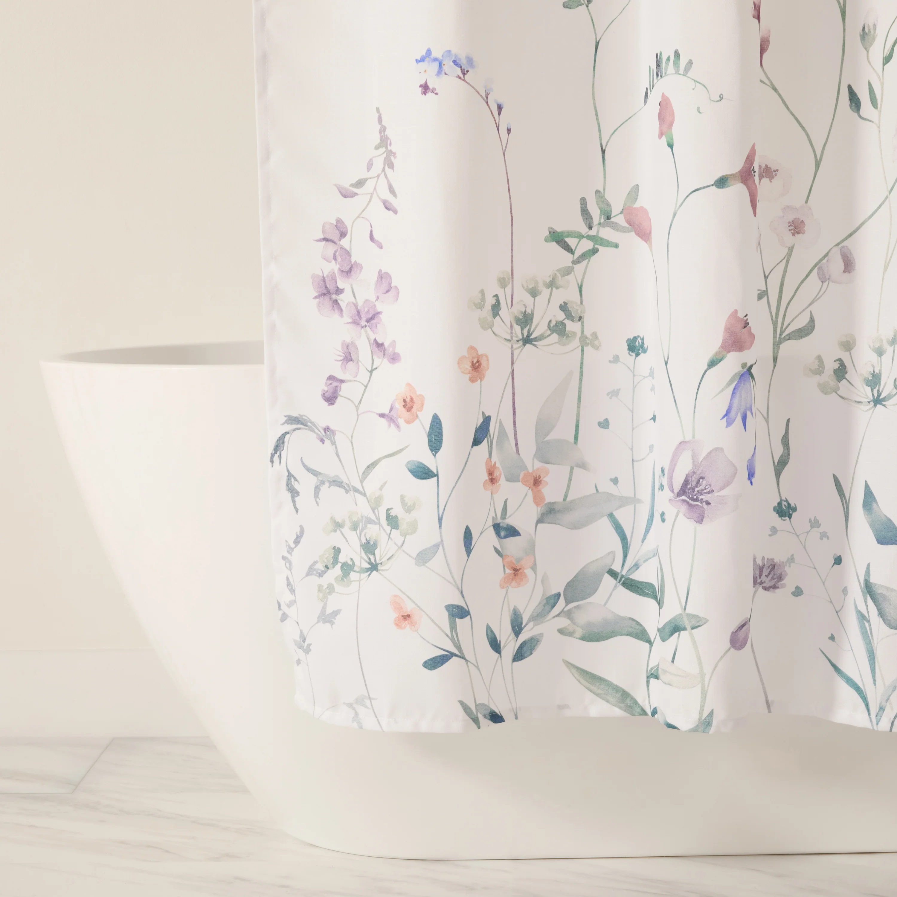 Wild Flowers Patterned Shower Curtain