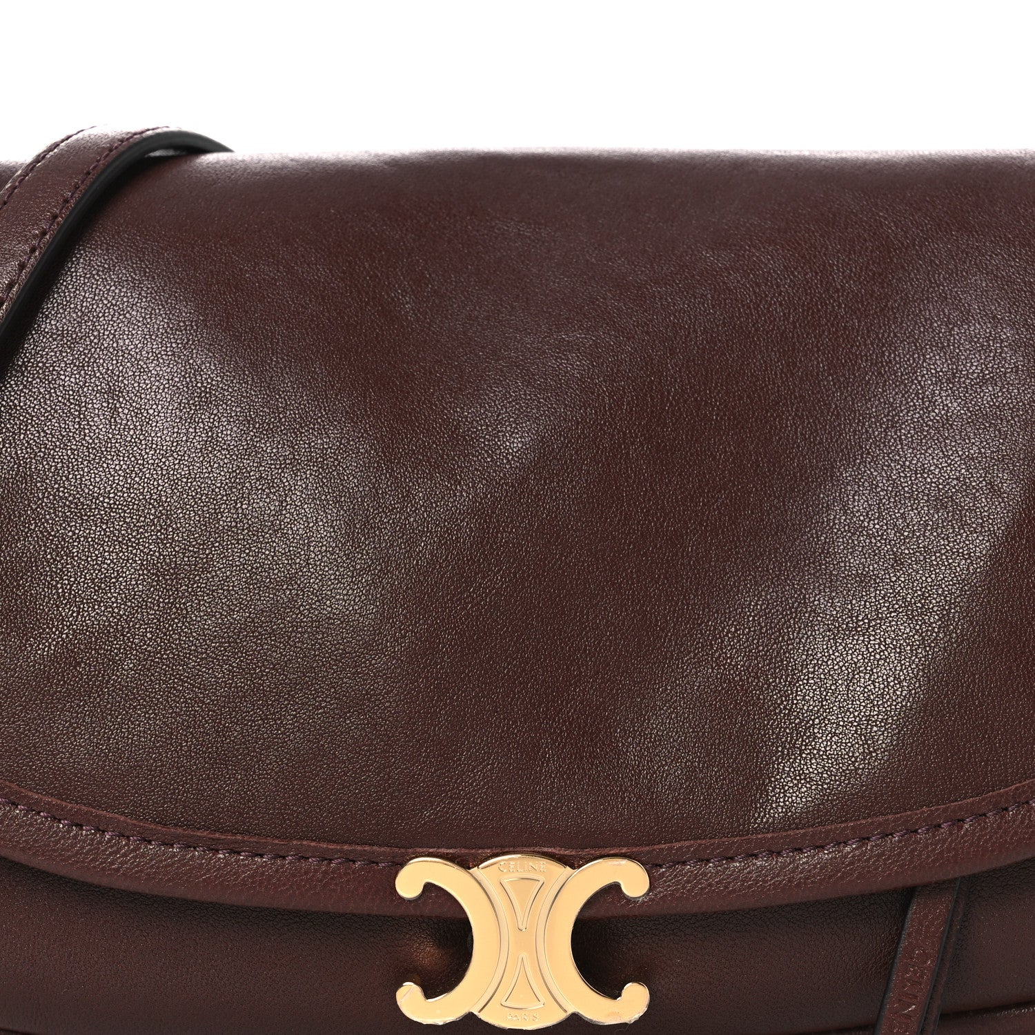Shiny Lambskin Soft Triomphe Little Half Moon Bag Brick - Top Club