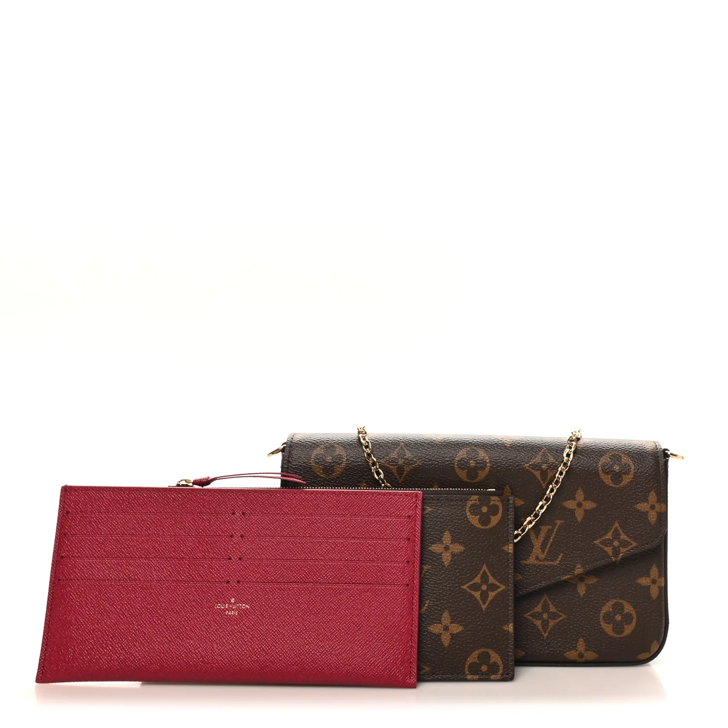 Monogram Pochette Felicie Chain Wallet Fuchsia