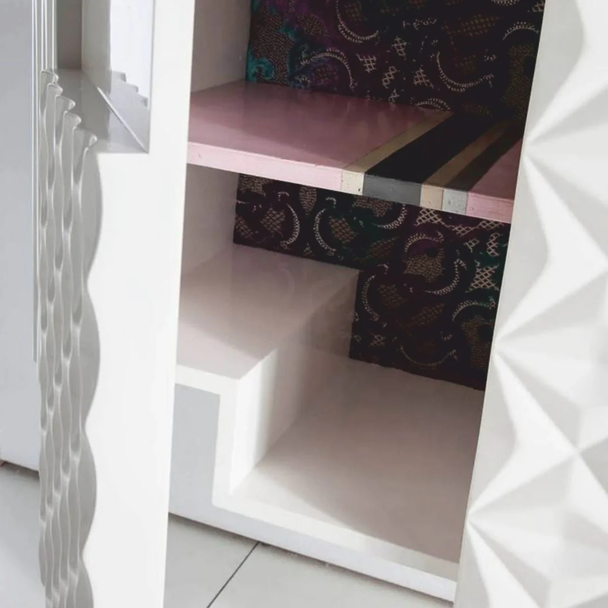Luxury designer washbasin wall cabinet high gloss white 170 cm