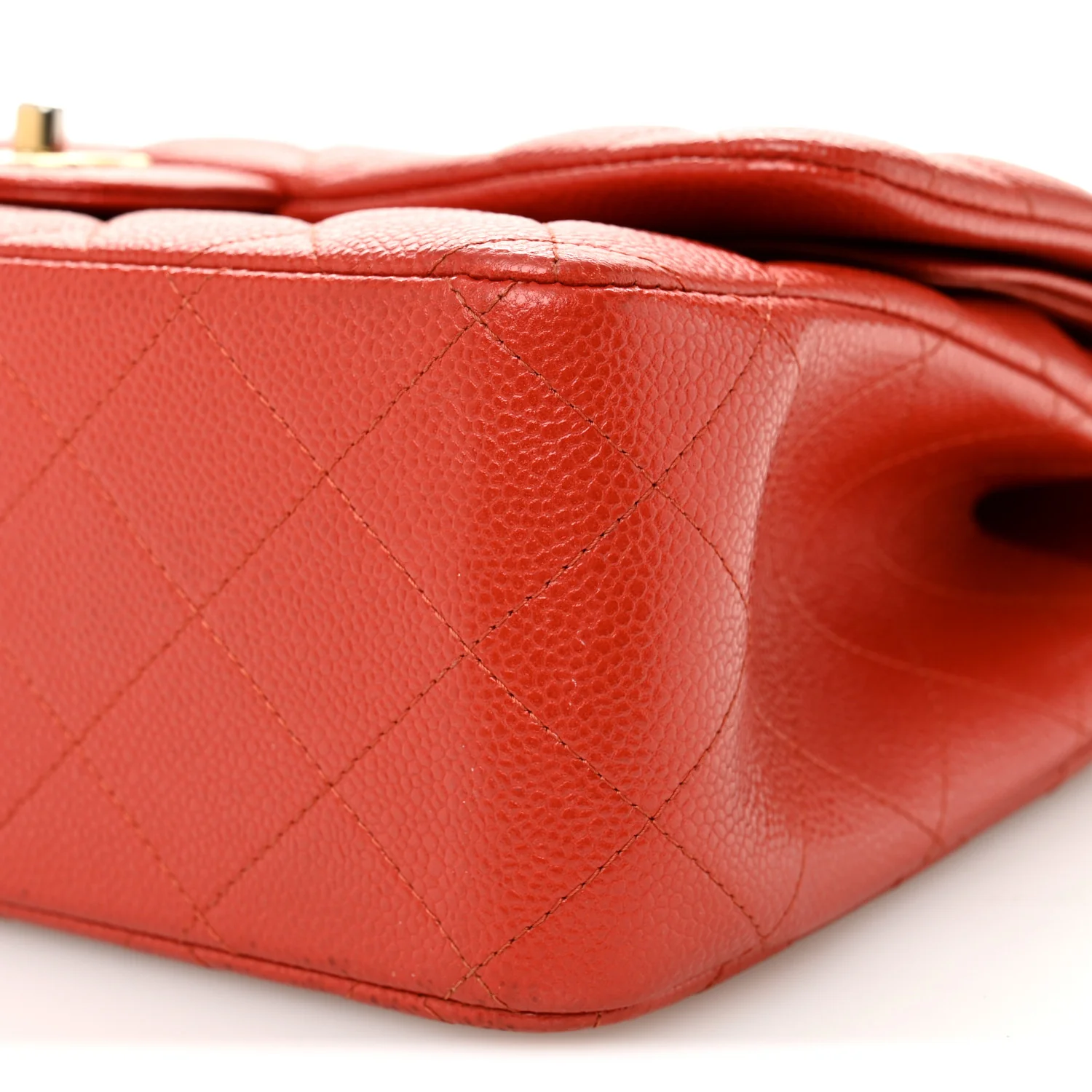 Pearly Caviar Quilted Jumbo Double Flap Orange - Top Club