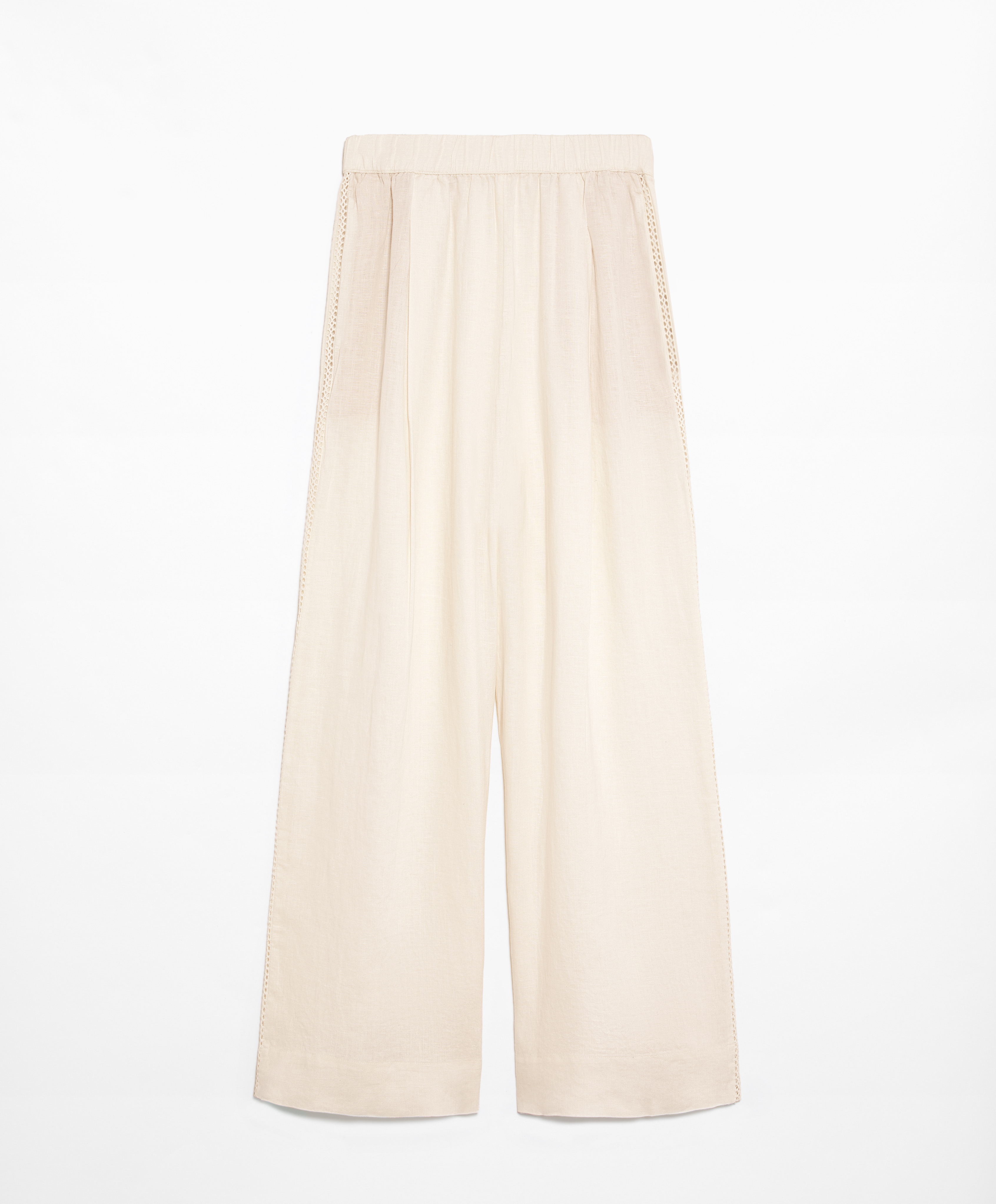 OYSHO 100% linen embroidered trousers