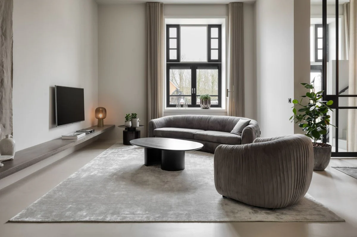 Luxury living room rug silver-beige 300 x 400 cm - rectangular viscose rug - luxury quality - living room decoration accessories