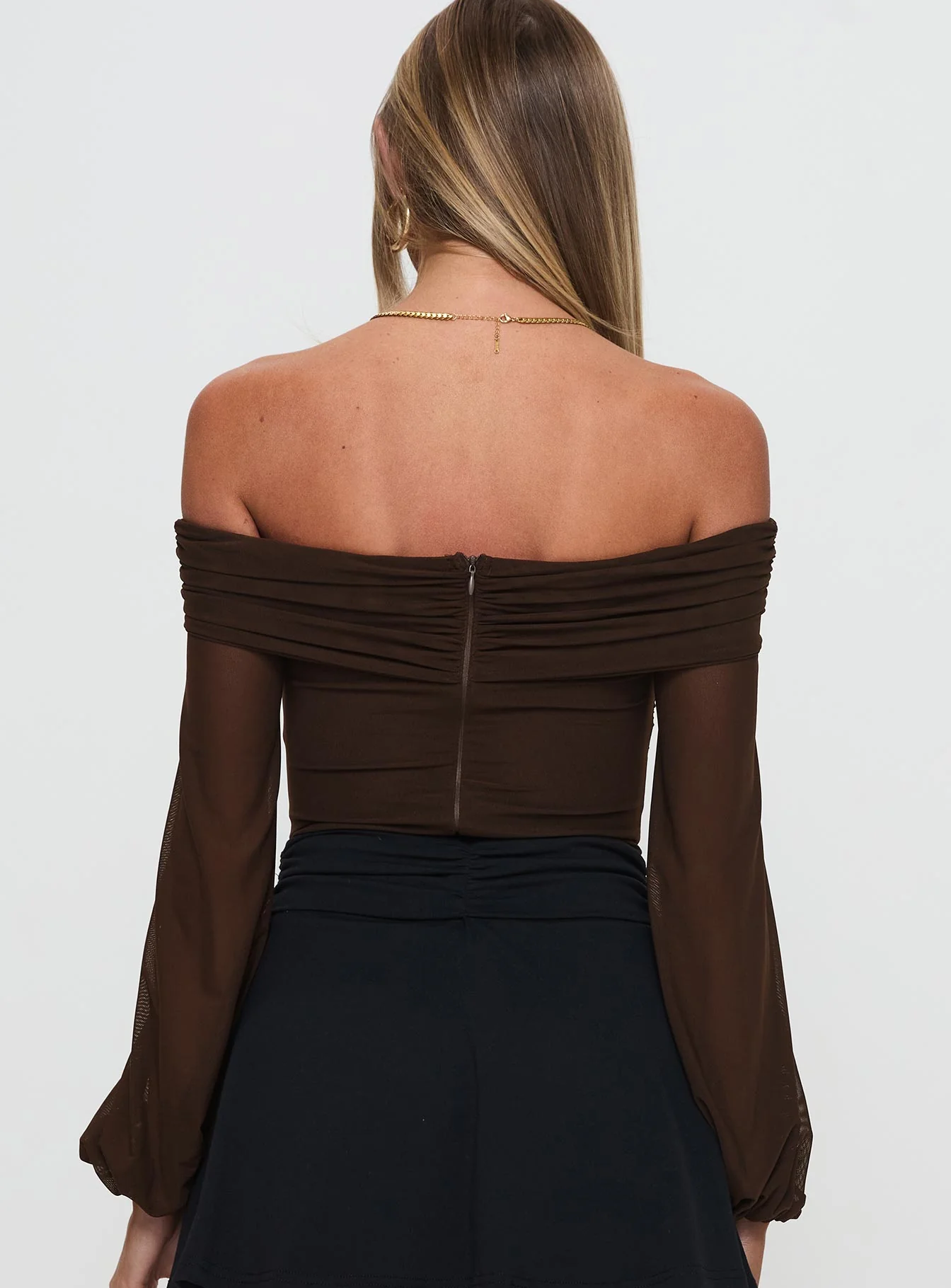 Babette Off The Shoulder Bodysuit Brown