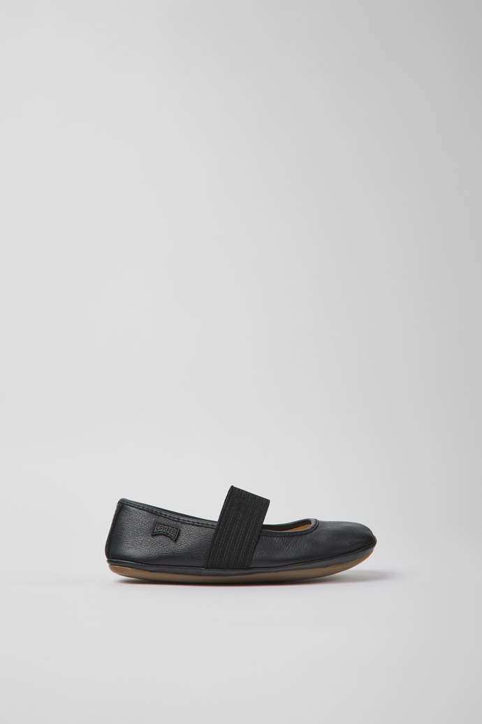 Black leather ballerina shoes for boys
