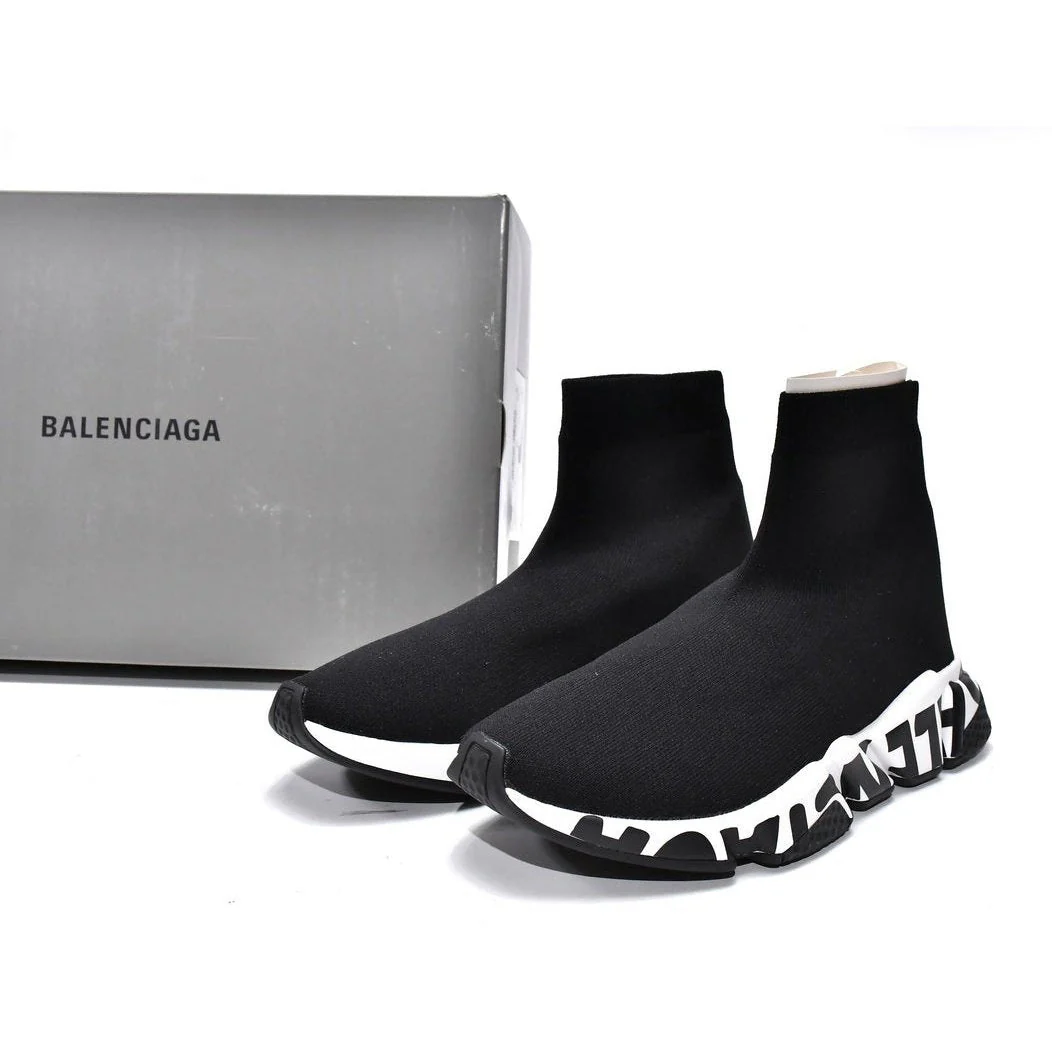 BALENCIAGA SPEED GRAFFITI TRAINER x BLACK WHITE - Sneaker Replica Workshop