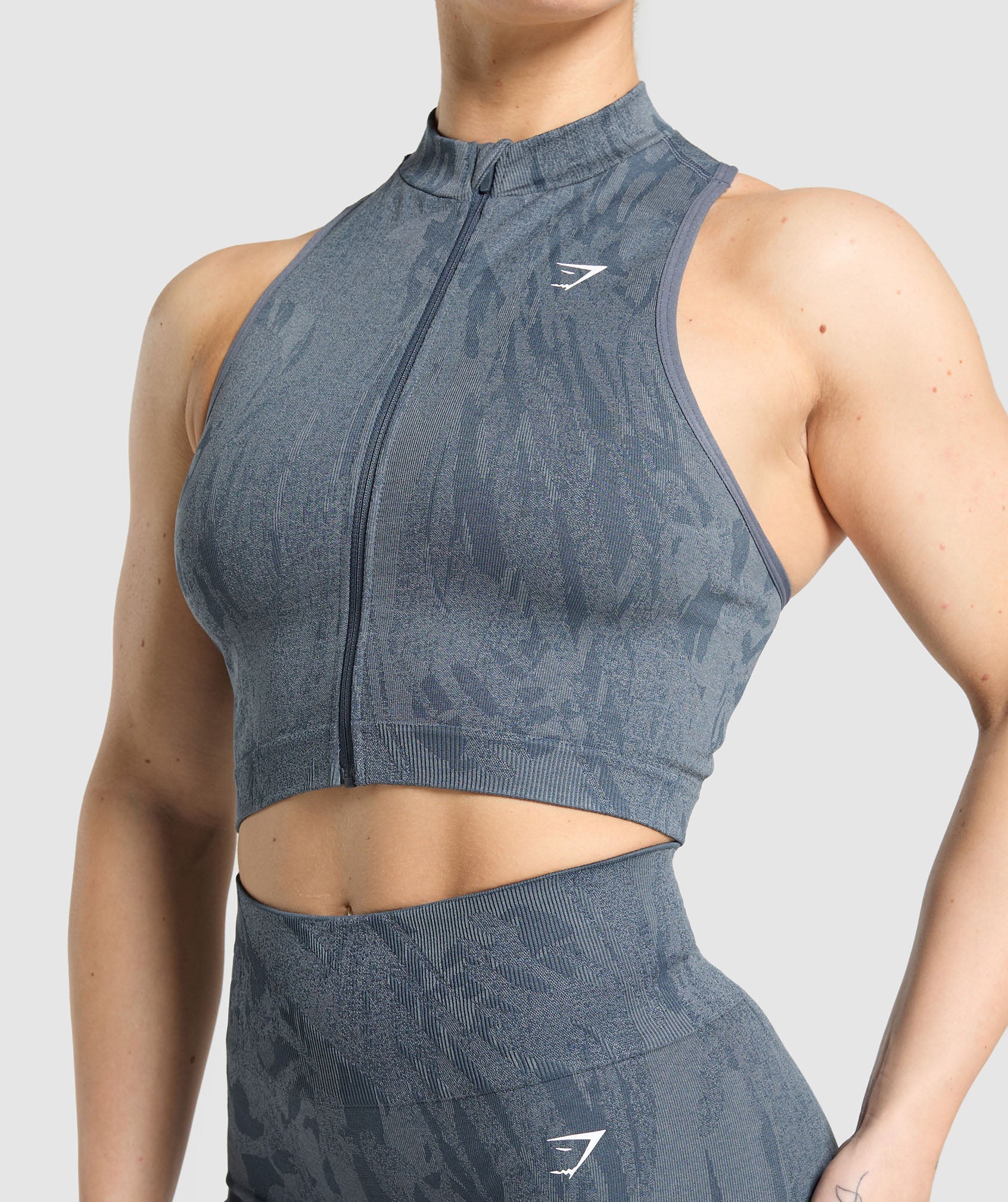 COACH Adapt Camo Seamless Zip Up Crop Top