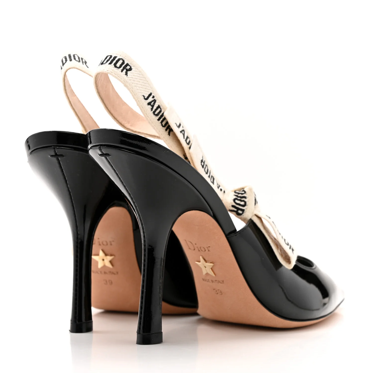 Patent Ribbon J'Adior Slingback 100mm Pumps 39 Black - Top Club