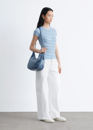 & Other Stories STRIPED RIB-KNIT T-SHIRT