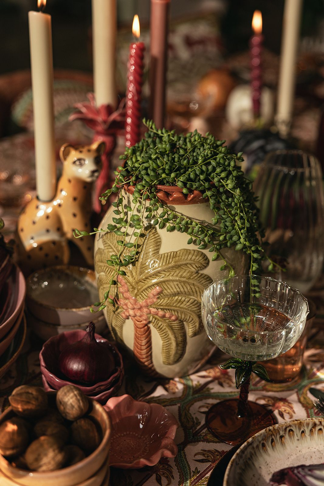 Beige vaas met palmboom