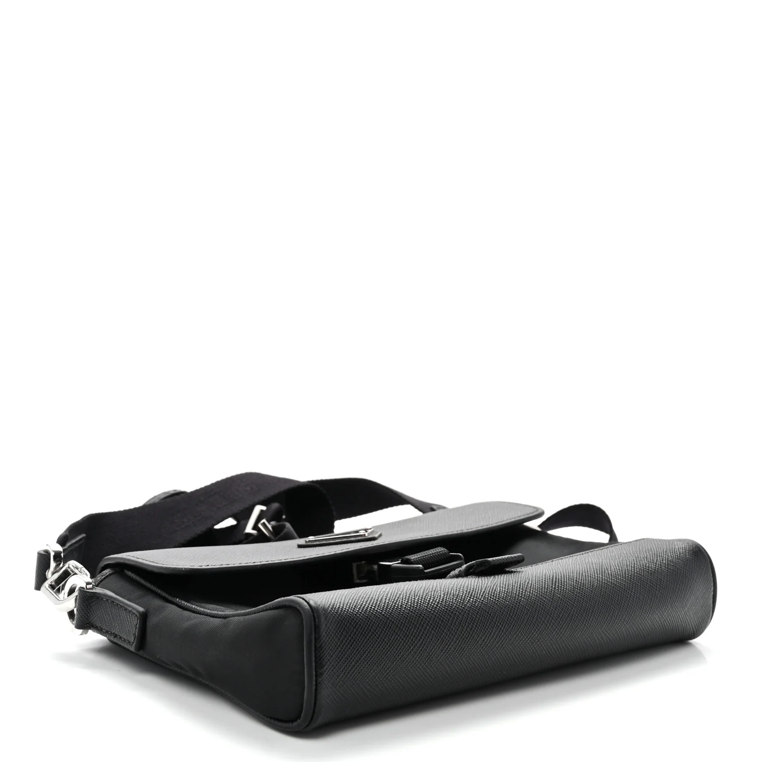 Re-Nylon Saffiano Triangle Shoulder Bag Black - Top Club