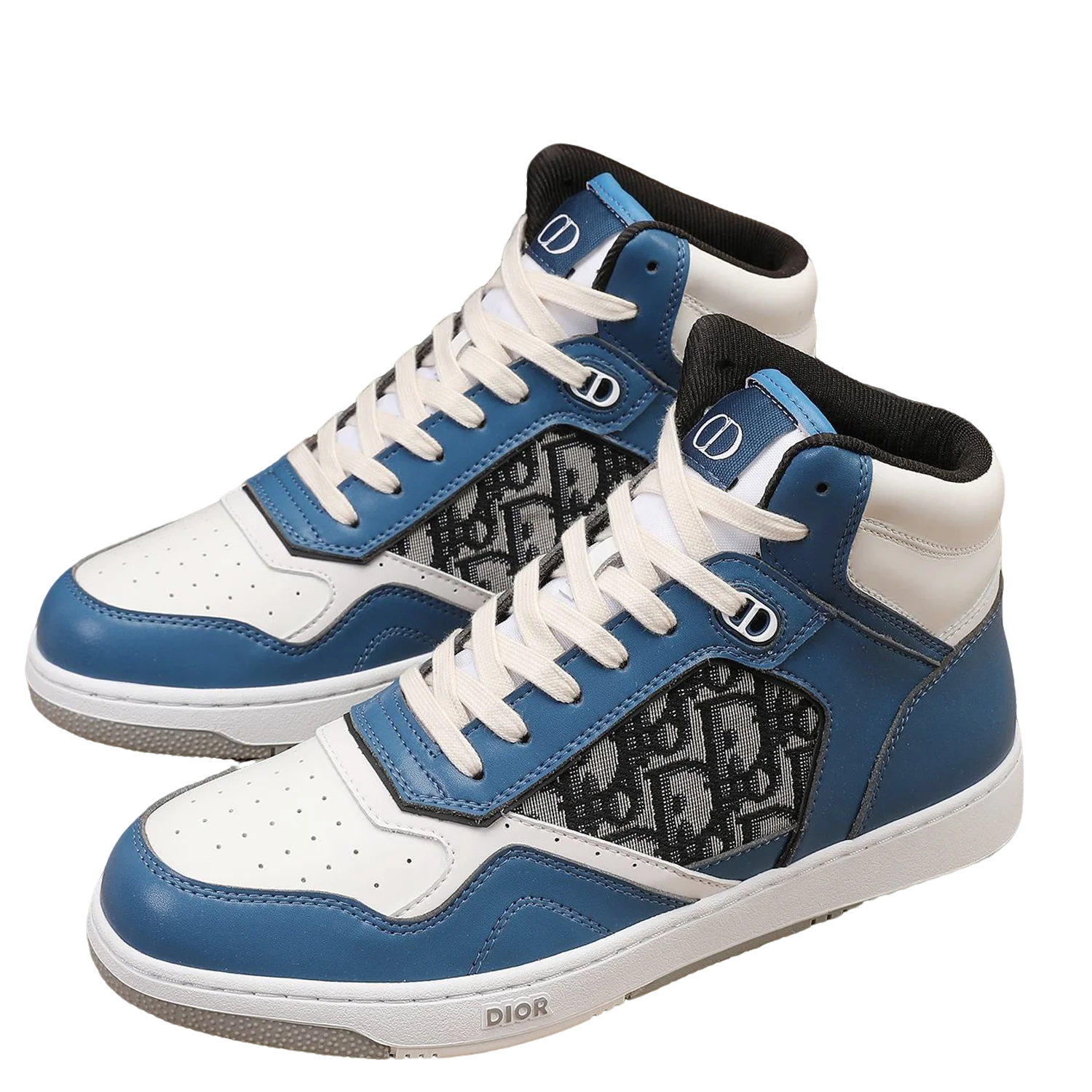 Dior Men's High Top Sneakers with Oblique Pattern and Adjustable Strap - Sneaker Replica Workshop