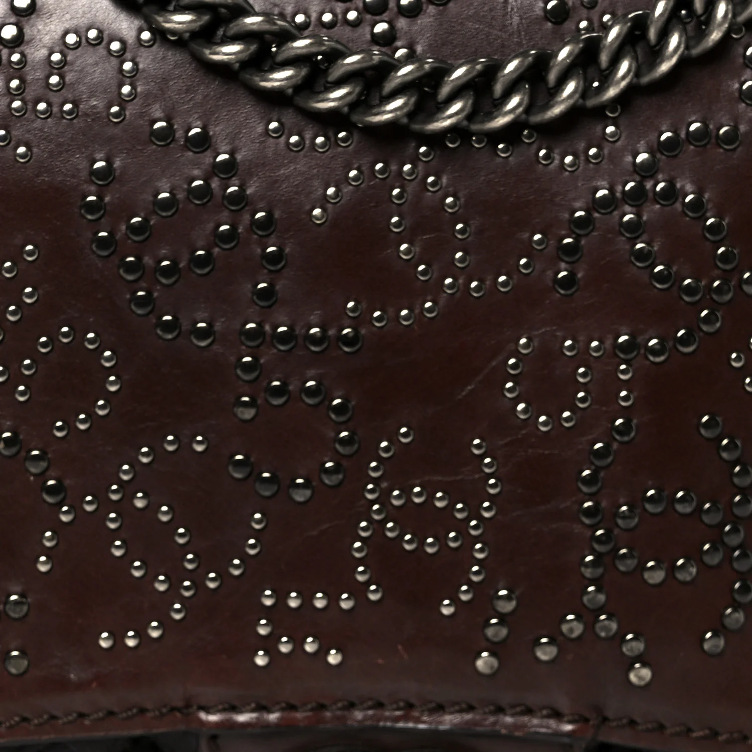Calfskin Lambskin Studded Paris Dallas Texan Flap Brown Black - Top Club