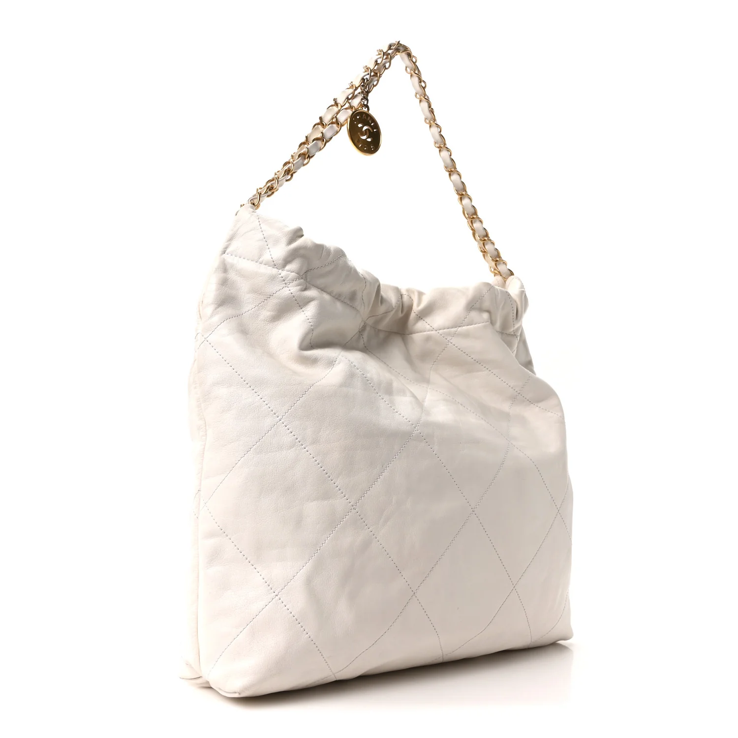 Shiny Calfskin Quilted Chanel 22 White - Top Club