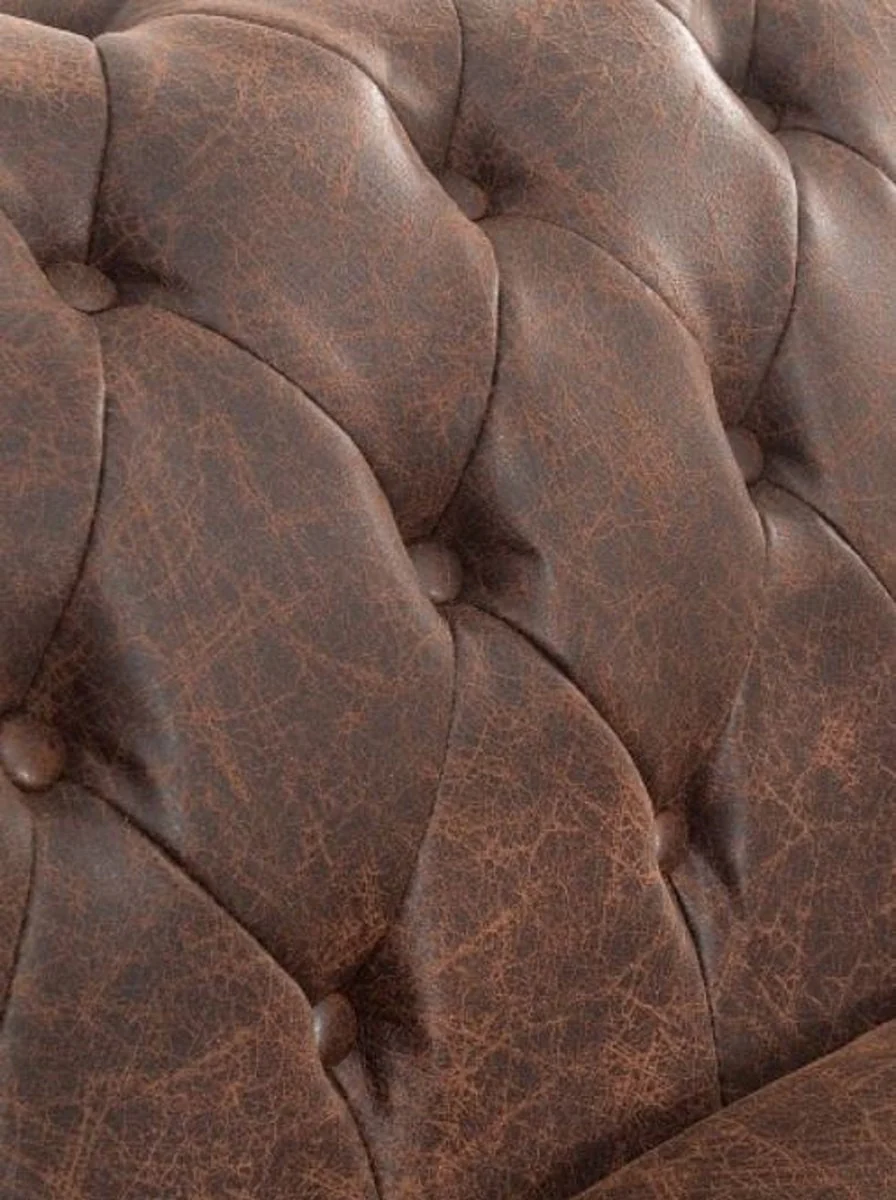 Chesterfield corner sofa vintage brown 280 x 165 x H. 73 cm - Faux leather living room sofa - Chesterfield furniture