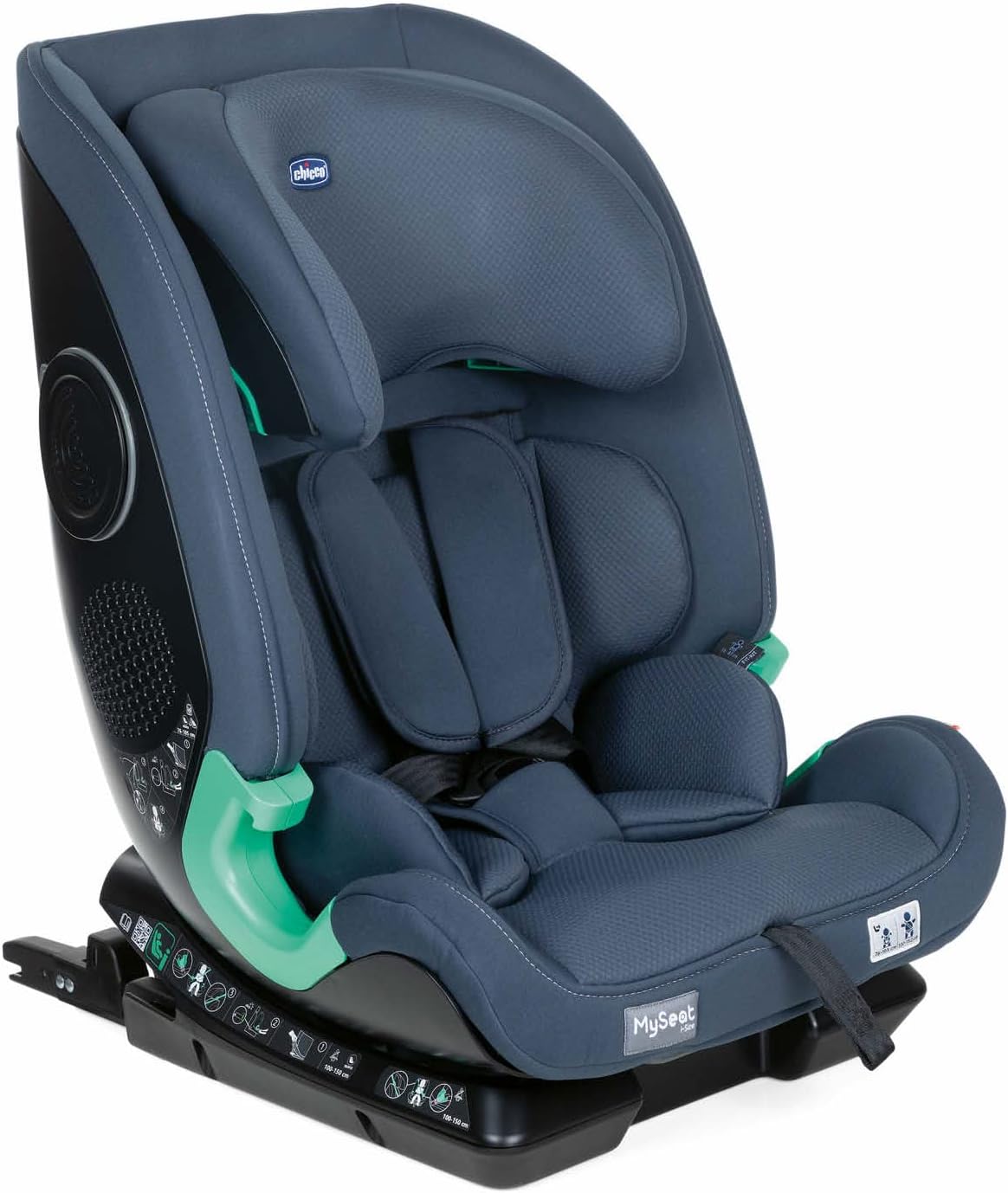 Chicco MySeat Seggiolino Auto I-Size, Sistema Isofix e Top Tether, Cinture Integrate Reclinabile, Regolabile in Altezza, Omologato ECE R 129/03, I Size, 76-150 cm, 15 Mesi, Blu
