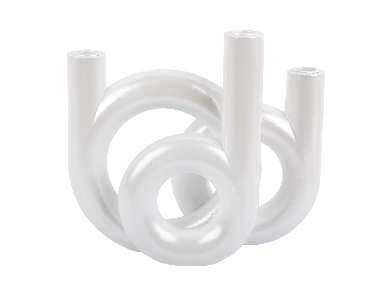 Candle holder Rings medium metallic white
