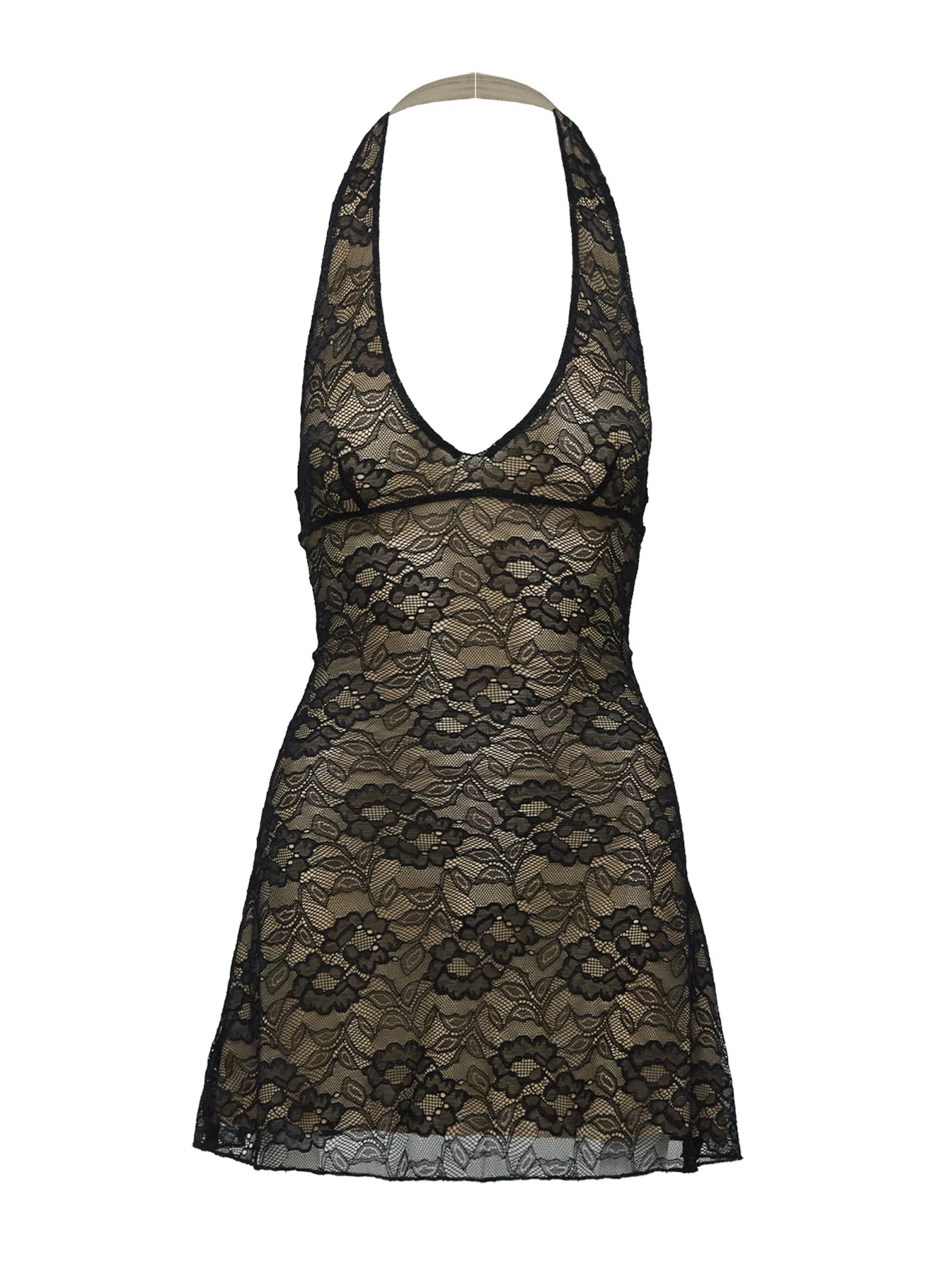 Sonella Lace Halter Mini Dress Black