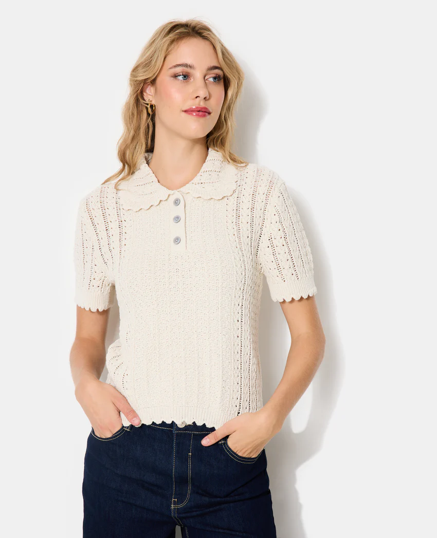Pimkie Pull manches courtes maille fantaisie et ajourée