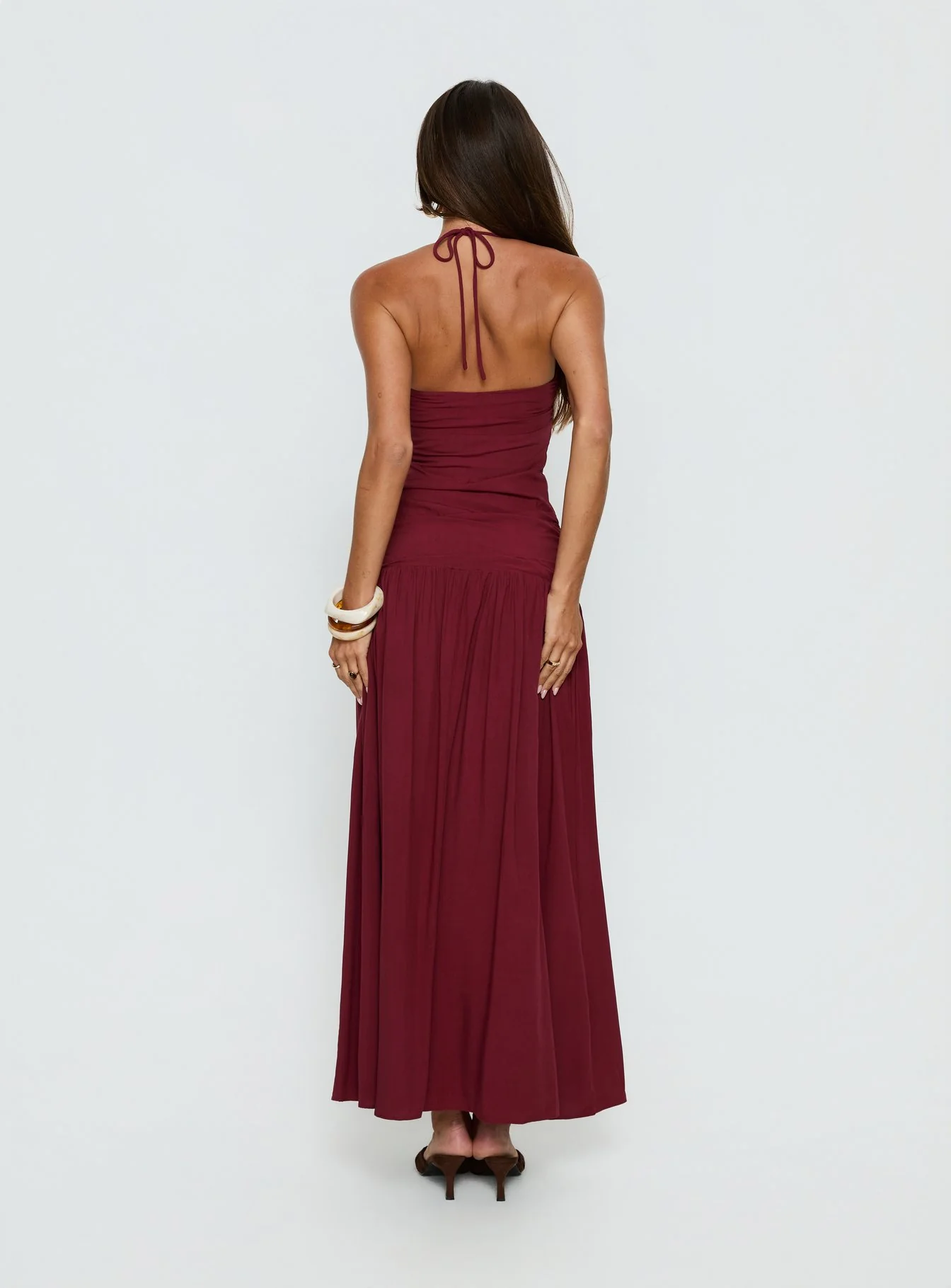 Marguerite Halter Maxi Dress Ruby Wine
